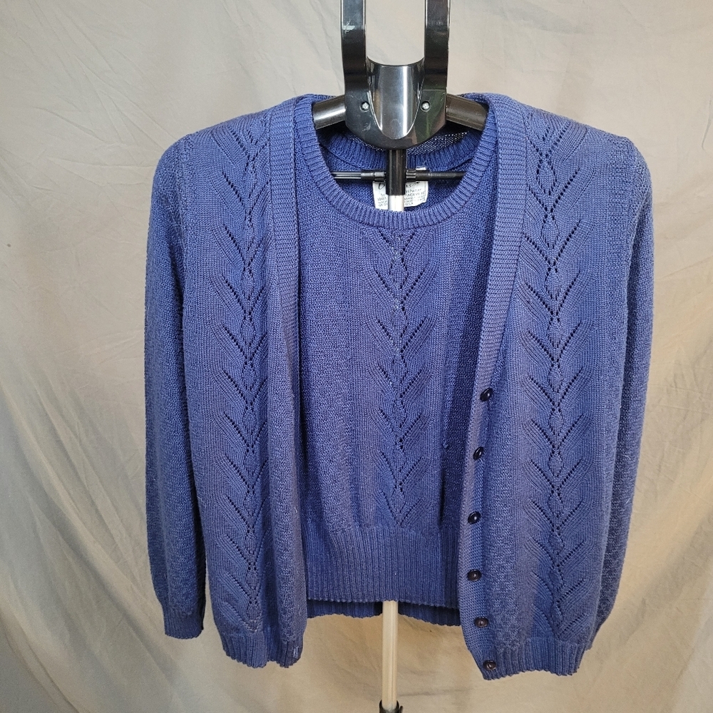 Vintage Blue Knit Twinset by Chris Ann Originals